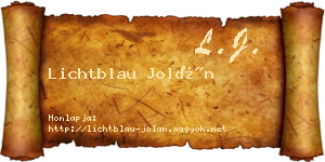 Lichtblau Jolán névjegykártya